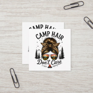 Kamp Haar Maakt Niet Uit Rommelige Knot Grappig Vierkante Visitekaartje