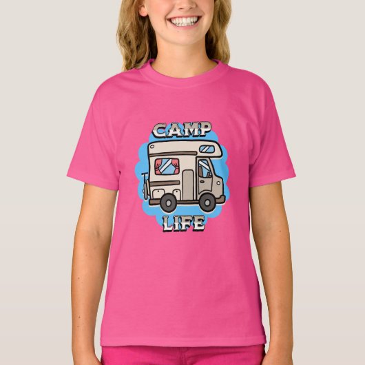 Kamp Leven | Retrocamper T-shirt (Voorkant)