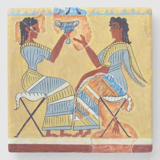 kamp stool fresco priestessen die replica anci spr stenen onderzetter (Voorkant)