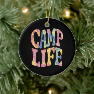 Kamp Zomer Meisjes Kampeer Leven Tie-Dye Retro Keramisch Ornament