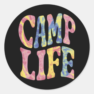 Kamp Zomer Meisjes Kampeerleven Tie-Die Retro  Ronde Sticker