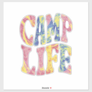 Kamp Zomer Meisjes Kampeerleven Tie-Die Retro  Sticker