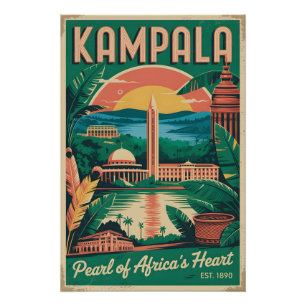 Kampala Oeganda Retro Reisposter Kunst Perfect Poster