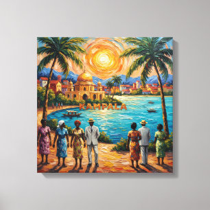 Kampala Oeganda Waterfront Gouden Zonsondergang Ca Canvas Afdruk
