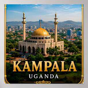 Kampala Zeven Heuvels en Oegandese Nationale Moske Poster