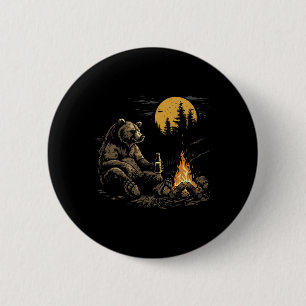 Kampbeer Drinkend Bier Wandelend Natuur Grappig Gr Ronde Button 5,7 Cm