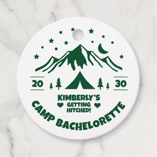 Kampeer Bachelorette Feest Thema Bedankjes Labels (Voorkant)