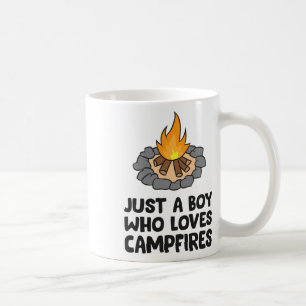 Kampeer Kampvuur Gewoon Een Jongen Die Van Kampvur Koffiemok
