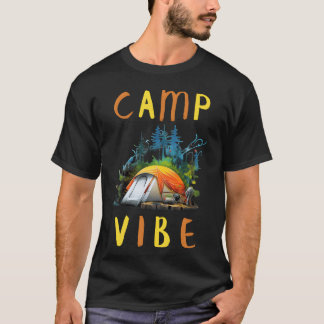 Kampeer Vibe Campingliefhebbers retro T-shirt