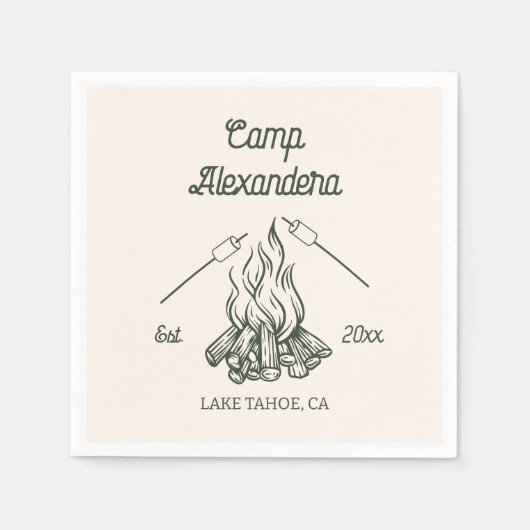 Kampeer vrijgezellenfeest servet (Voorkant)