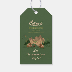 Kampeer vrijgezellenweekend avontuur cadeaulabel