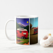 Kampeeraanhangwagens met vier schattige rode aanha