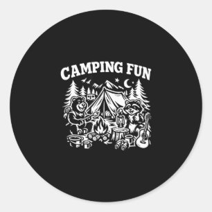Kampeerpret avontuur grappig kampvuur buiten ronde sticker