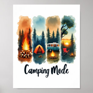 Kampeerstand Kampeer vuur Tent Van Zonsondergang S Poster