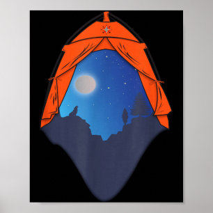 Kampeertent Nacht Scène _ Wolf Huilt naar de Poster