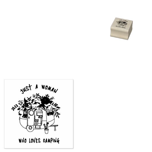 kampeertrailer met bloemen rubberstempel (Gestempeld)