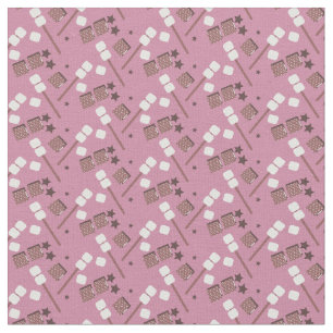 Kampeeruitstap Marshmallows Geroosterd Roze Sterre Stof