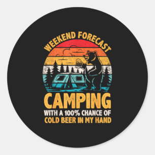 Kampeerweekend voorspelling 100% kans op grappig b ronde sticker