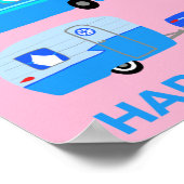 KAMPEN. Campervan Vanlife RV Trailer Pink Poster (Hoek)