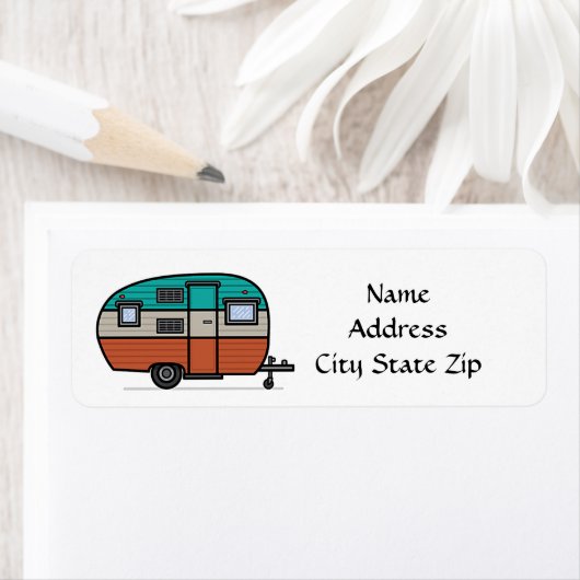 "KAMPER, TRAILER OF R.V." Retouretiket Etiket (Insitu)