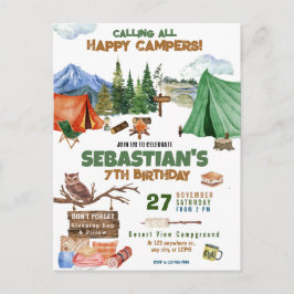 Kamperen Buitenavontuur Jongens Verjaardagsfeestje Briefkaart