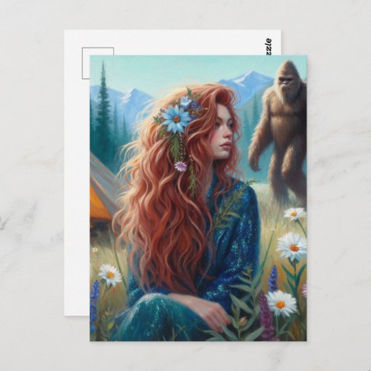 Kamperen in de wei met Sasquatch Briefkaart (Voorkant / Achterkant)