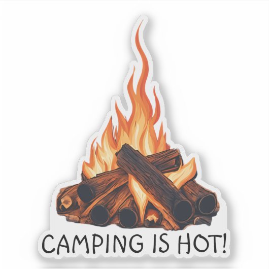 Kamperen is heet! waterdicht sticker (Voorkant)