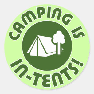 Kamperen is in-tenten ronde sticker