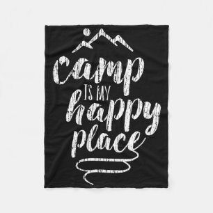 Kamperen is mijn geluksplek - Camping Bergen T-shi Fleece Deken
