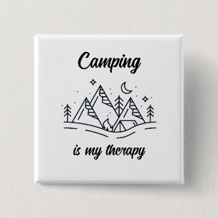 Kamperen is mijn therapie eenvoudige zomer vierkante button 5,1 cm