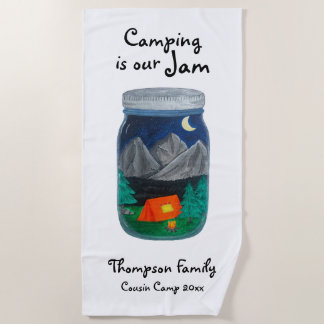 Kamperen is Onze Jam Tent en bergen in Jar Strandlaken