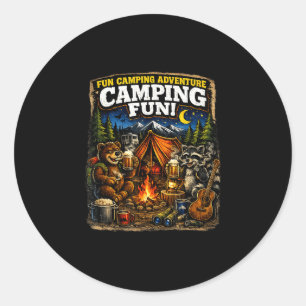 Kamperen leuk avontuur grappig kampvuur buiten ronde sticker