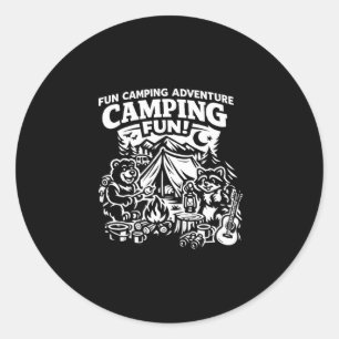 Kamperen leuk avontuur grappig kampvuur buiten ronde sticker