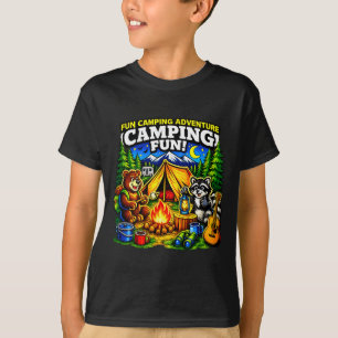Kamperen leuk avontuur grappig kampvuur buiten t-shirt