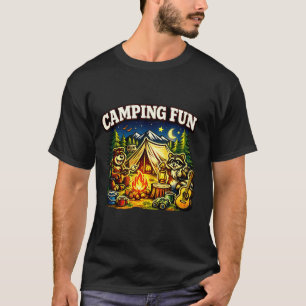 Kamperen leuk avontuur grappig kampvuur buiten t-shirt
