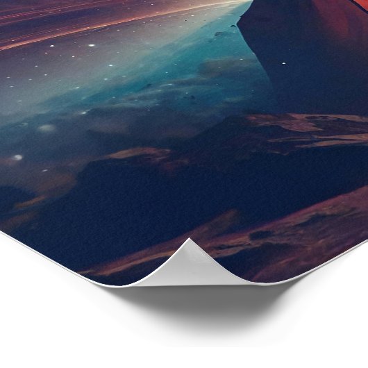 Kamperen op een komeet in de ruimte poster (Hoek)