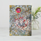 KAMPERFOELIE Rode Ruby Monogram Champagne Metaal Kaart (Staand voorkant)