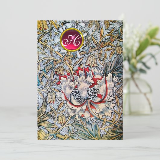 KAMPERFOELIE Rode Ruby Monogram Champagne Metaal Kaart (Staand voorkant)