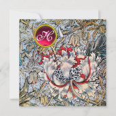 KAMPERFOELIE Rode Ruby Monogram Glansmetaal Kaart (Voorkant)