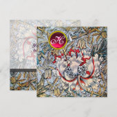 KAMPERFOELIE Rode Ruby Monogram Glansmetaal Kaart (Voorkant / Achterkant)