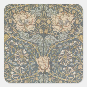 Kamperfoelie van William Morris, Vintage Bloemen K Vierkante Sticker