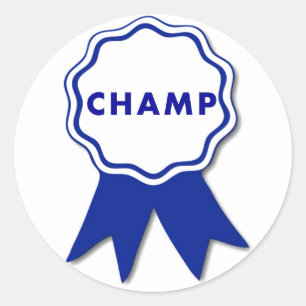 Kampioen Blauwe Lint Ronde Sticker