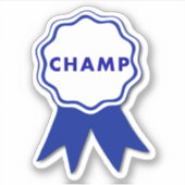 Kampioen Blauwe Lint Sticker (Voorkant)