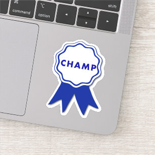 Kampioen Blauwe Lint Sticker