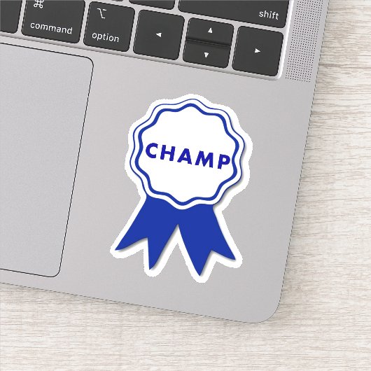 Kampioen Blauwe Lint Sticker (Detail)