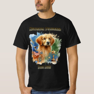 Kampioen Golden Retriever schittert met trofee T-shirt