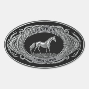 Kampioen Rodeo Clown Sportevenement Western Broche Ovale Sticker