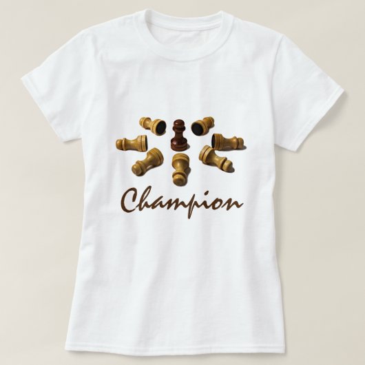 Kampioen schaken pionnen grappig aanpasbaar t-shirt (Design voorkant)
