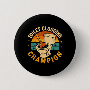 Kampioen Verstoppen Toilet Grappige Badkamer Verst Ronde Button 5,7 Cm
