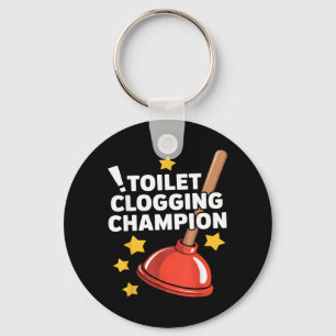 Kampioen Verstoppen Toilet Grappige Plunger Humor Sleutelhanger